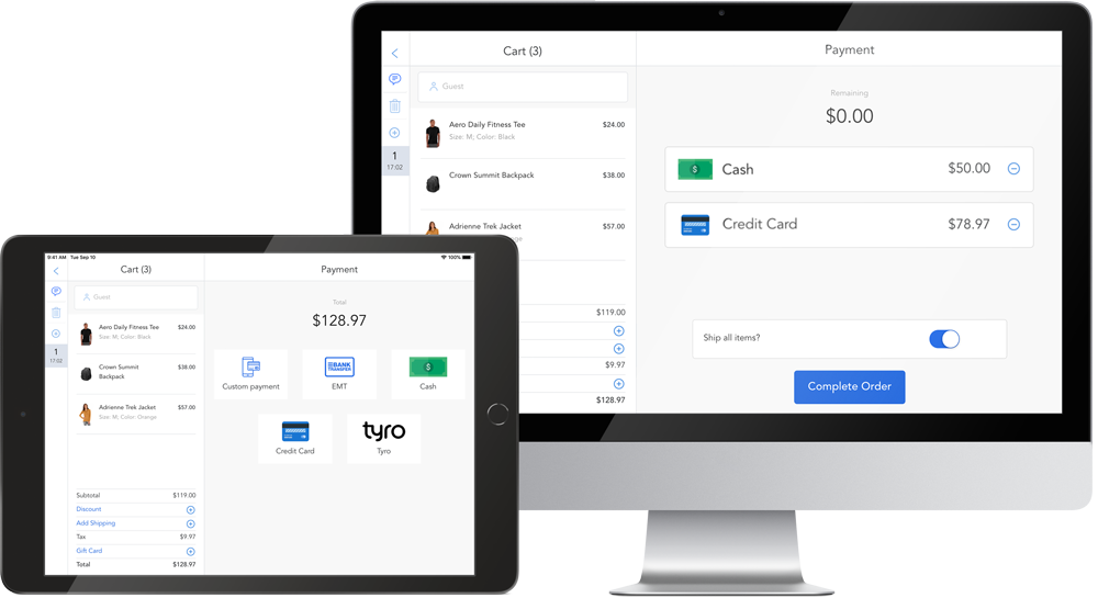 Magestore POS payment options on tablet and computer