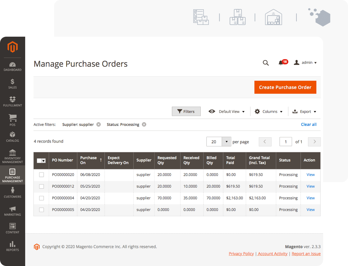 Centralize Magento Purchase Order management