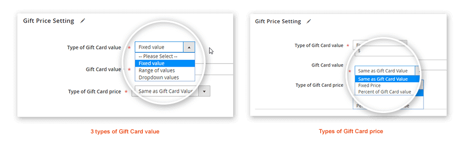 Config price for giftcard