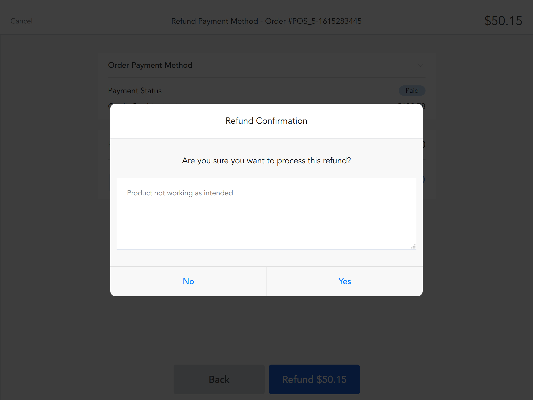 Magestore POS lets you write down the reasons behind the product return.