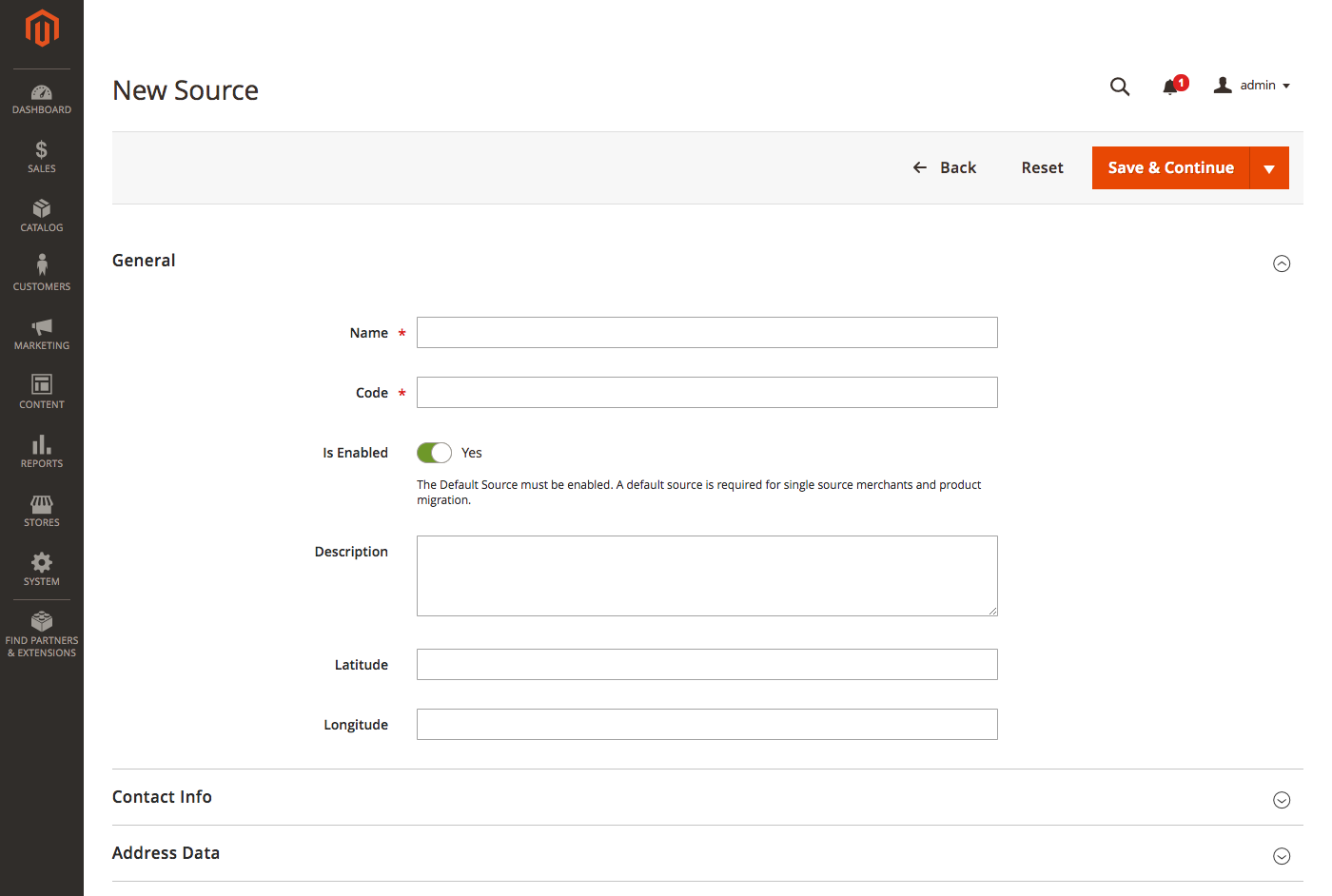 magento inventory new source