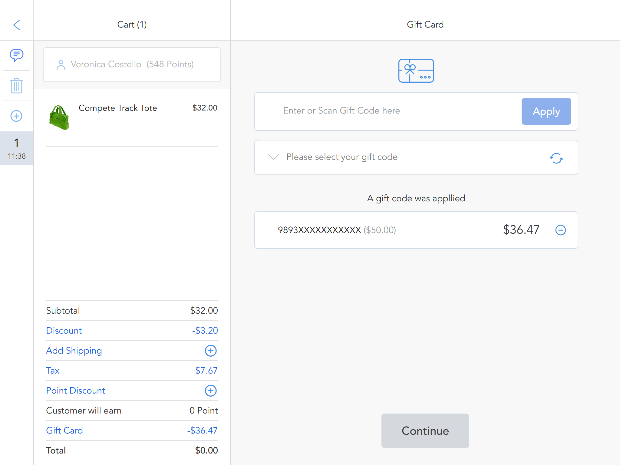 Applying gift card discount on Magestore POS