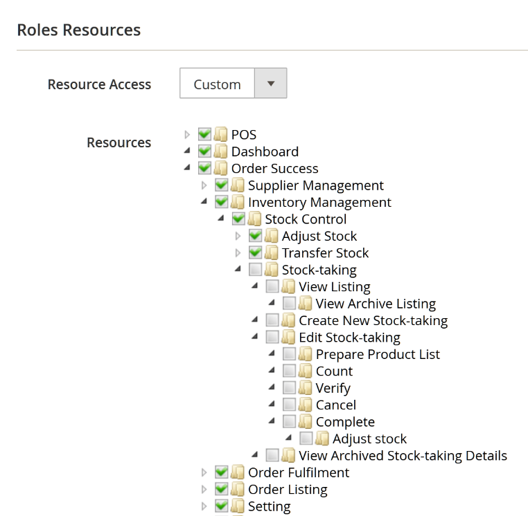 Resource access Magento backend