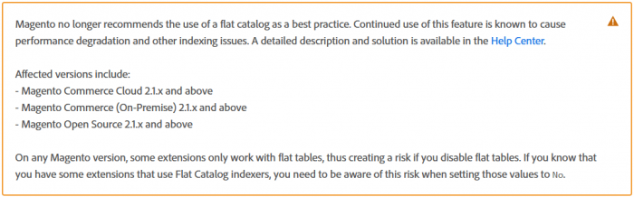 Magento flat catalog announcement