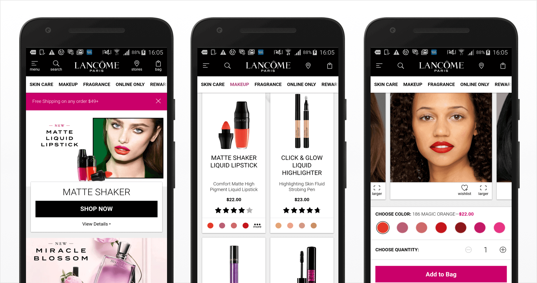 Lancôme's PWA storefront features mobile-friendly and good UX