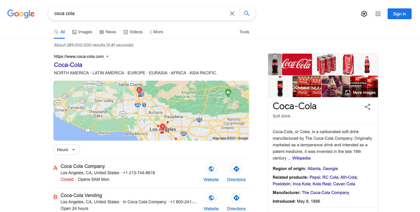 coca cola search google
