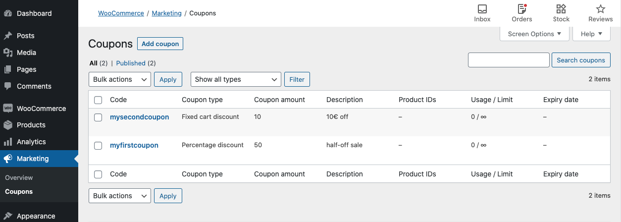 Discount feature and coupon codes of WooCommerce