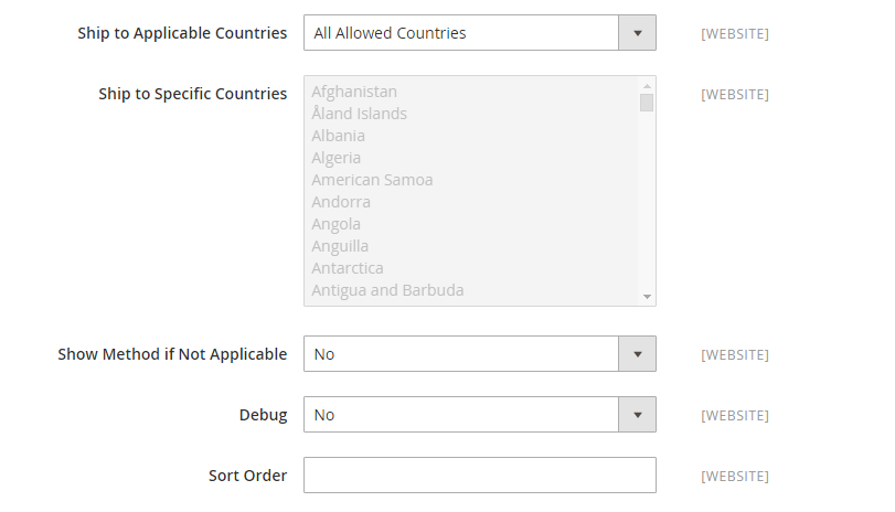 Set up DHL Applicable Countries