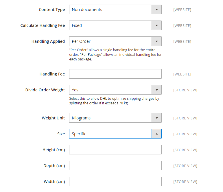 Set up DHL Package