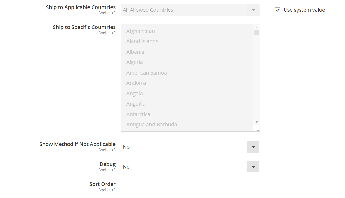 Set up UPS Applicable Countries and other settings