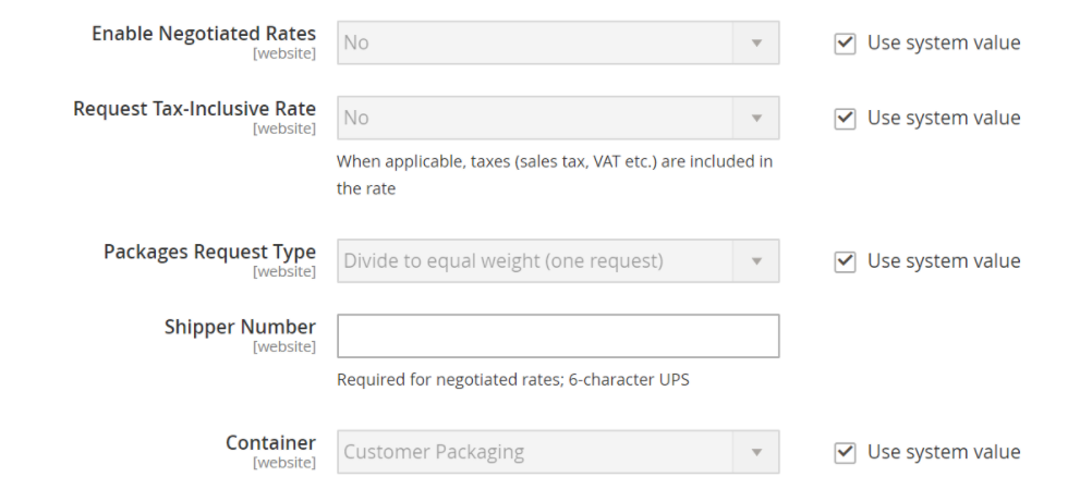 Set up UPS Package Information