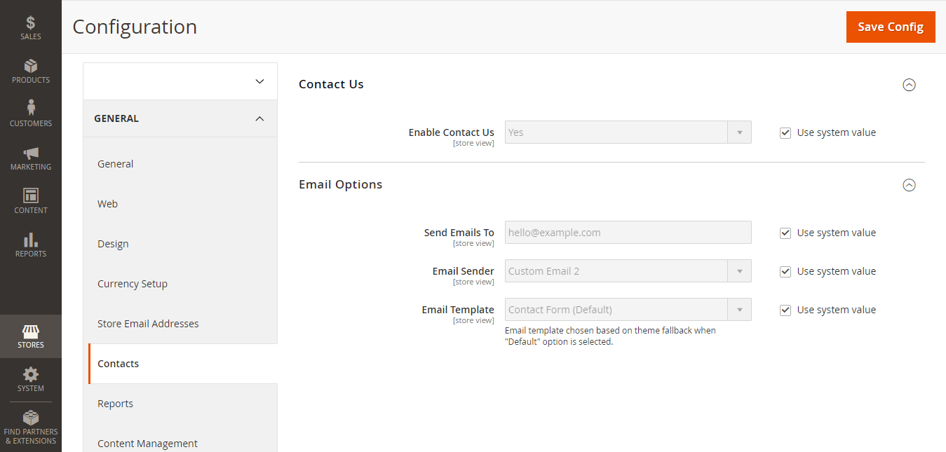 Enable Magento contact form