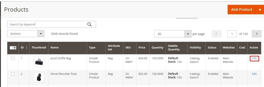 Adjust stock in Magento MSI using product catalog – edit product