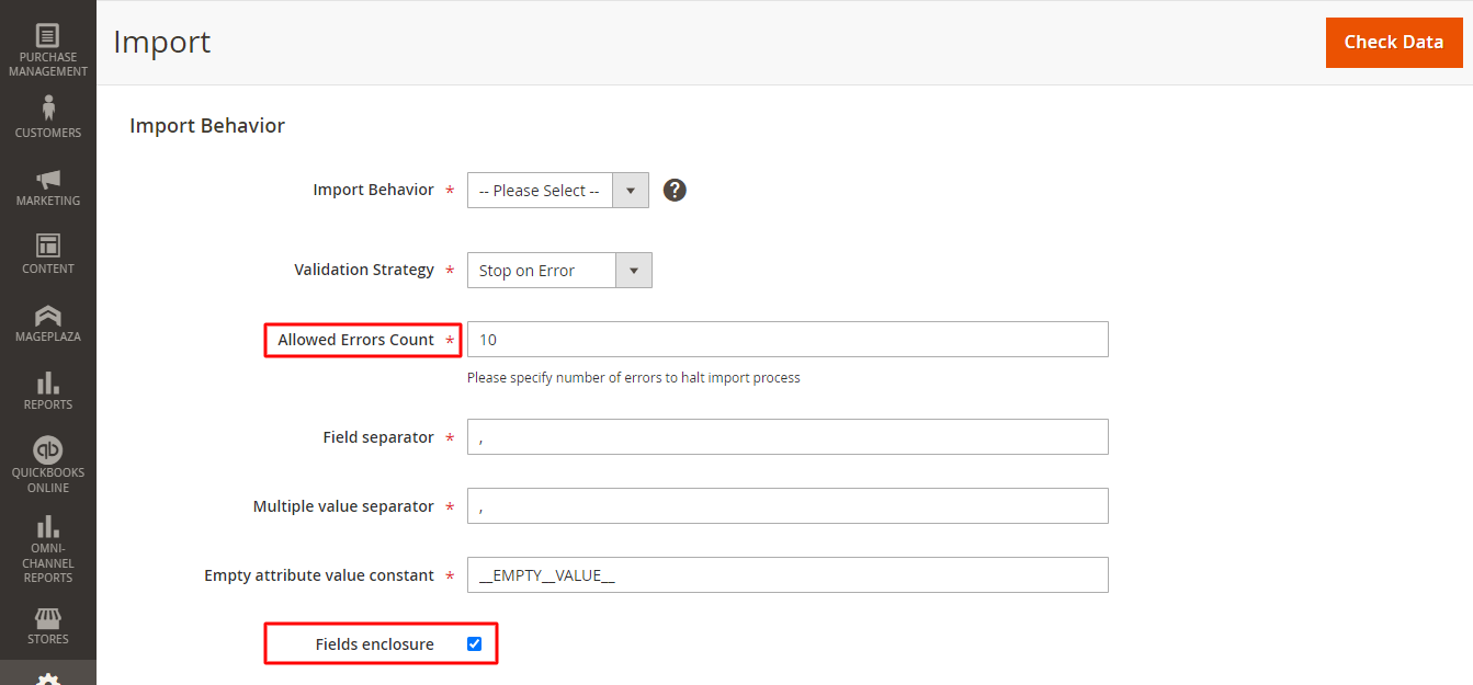 Give a tick at the Fields Enclosure checkbox