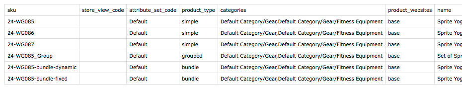 The layout of the import file
