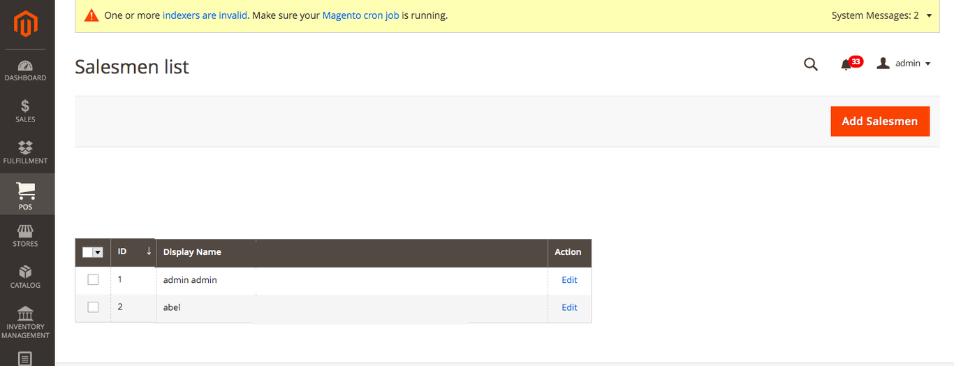 create sales reps name list in backend
