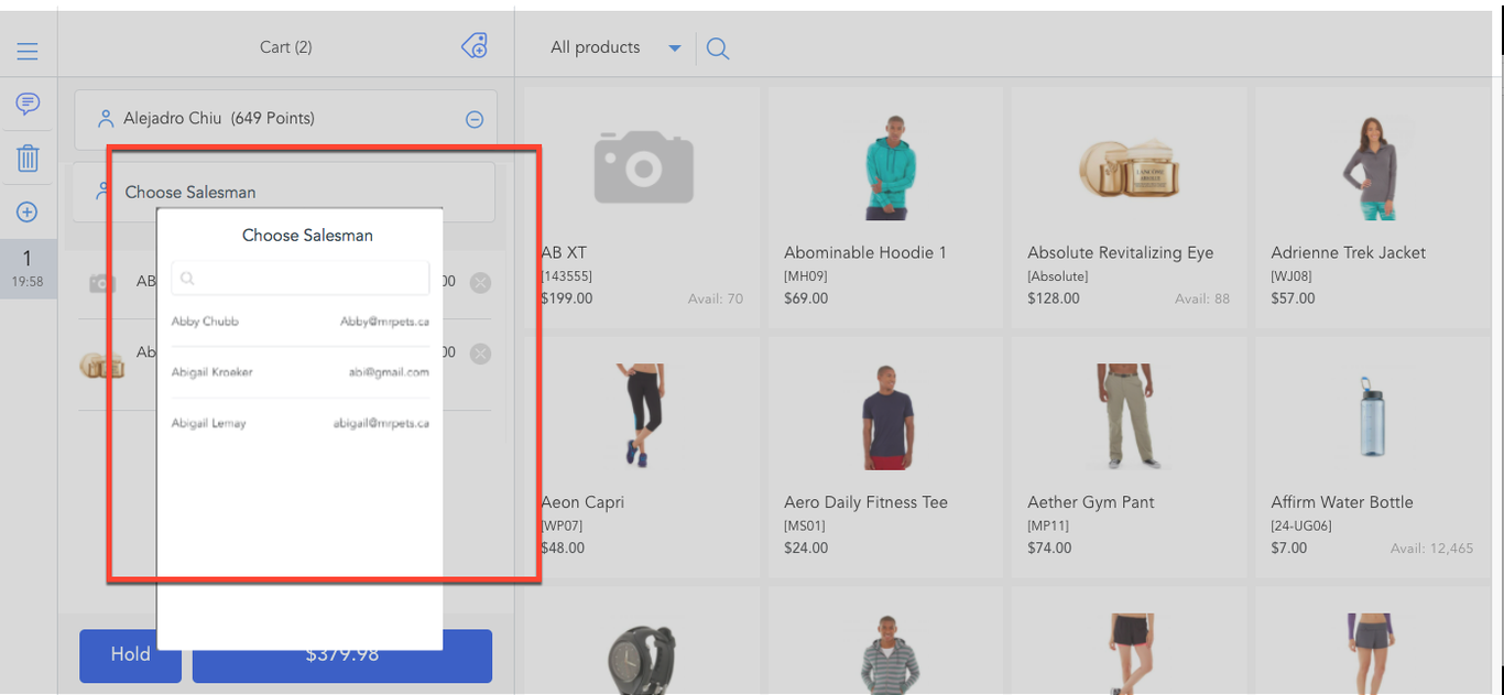 dropdown list of salesman to choose in POS