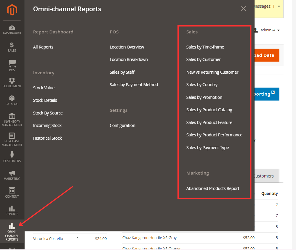 How to access Magestore POS sales reports