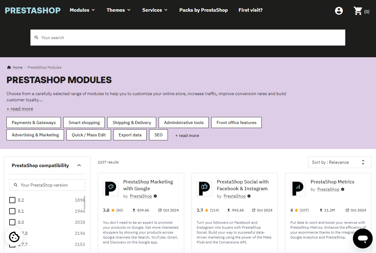 PrestaShop Marketplace. PrestaShop vs Magento