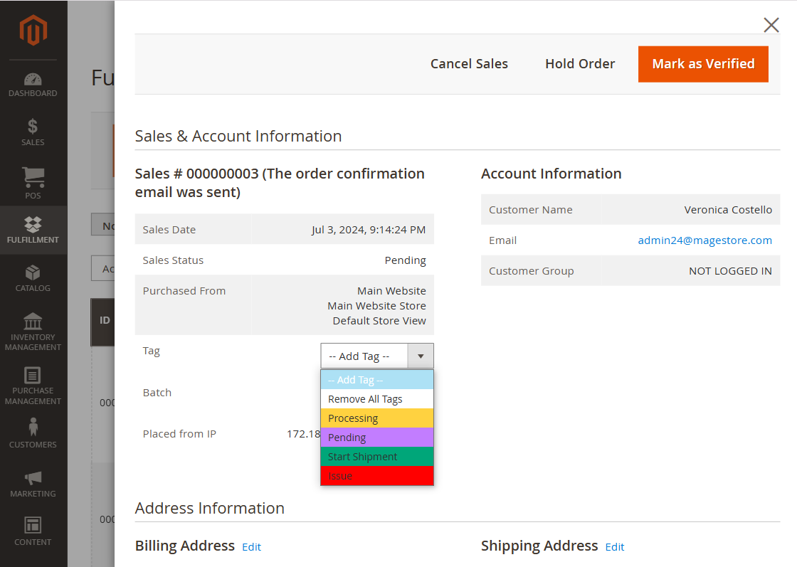order fulfillment status