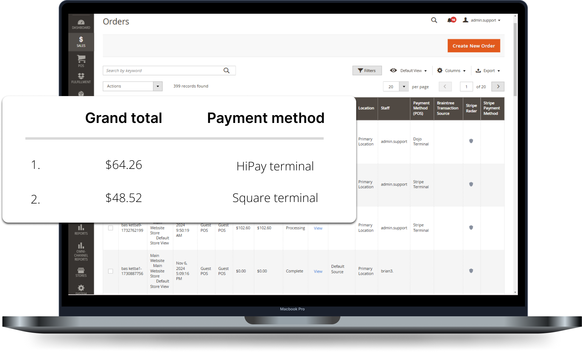 Manage payment methods in Magento backend