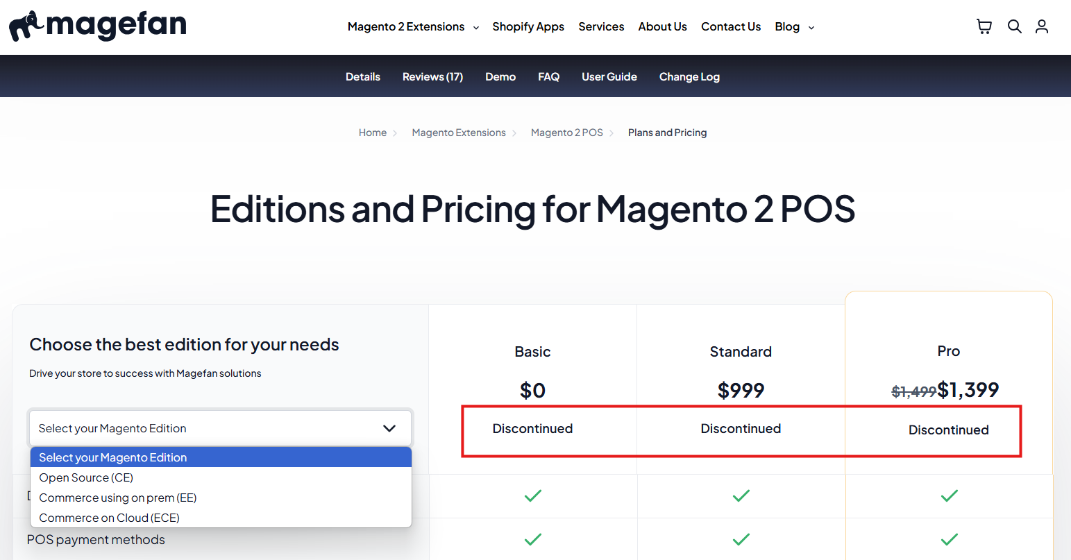 Magefan POS pricing